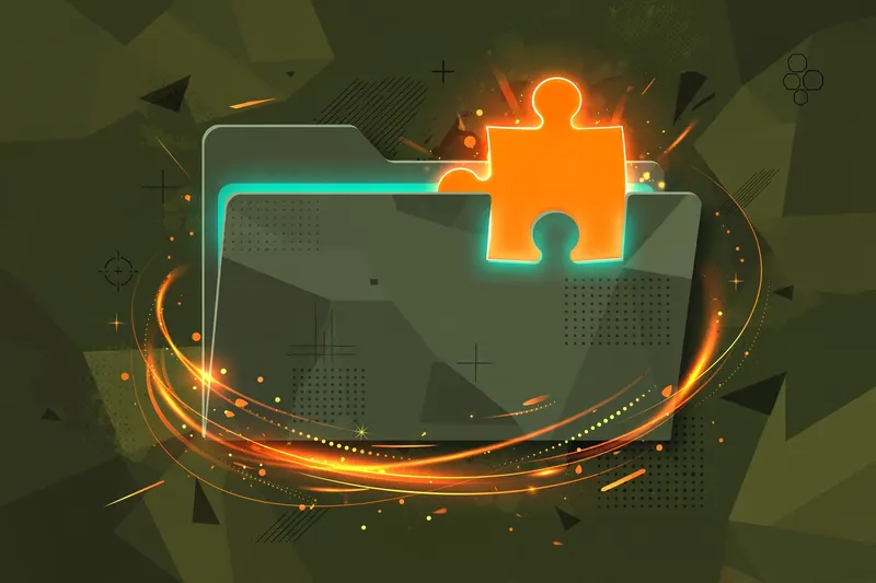 File folder with a glowing puzzle piece fitting into a slot on a tactical background